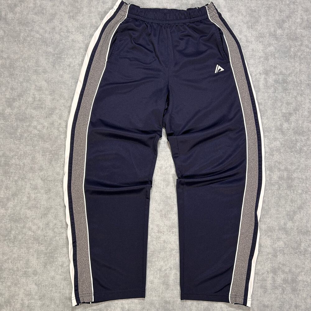 Vintage 90s Athletic Works Tearaway Track Pants Navy Gray White Y2K Mens Large